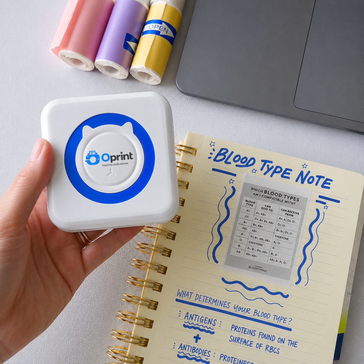 Oprint™ Mini Impressora Portátil Bluetooth Sem Tinta